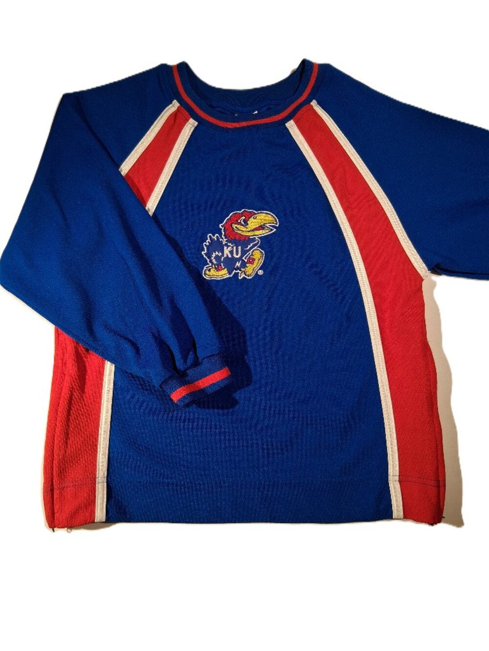 Vintage 90s Russell Athletic Kansas Jayhawks Youth Small Blue Side Zip Warm...